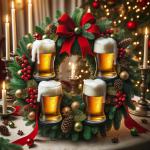 DALL·E 2023-12-25 10.00.57 - A Christmas wreath with an imaginative twist the candles are replaced by beer glasses. This wreath is beautifully adorned with traditional festive el.png